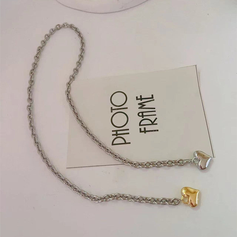 Thick Chain Long Love Heart Necklace