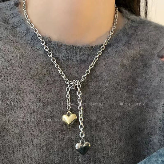 Thick Chain Long Love Heart Necklace