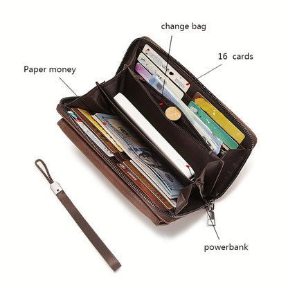 New Men's Wallet Long Fashion Soft Wallet Zipper Multi-card Wallet Mobile Phone Bag Large Capacity